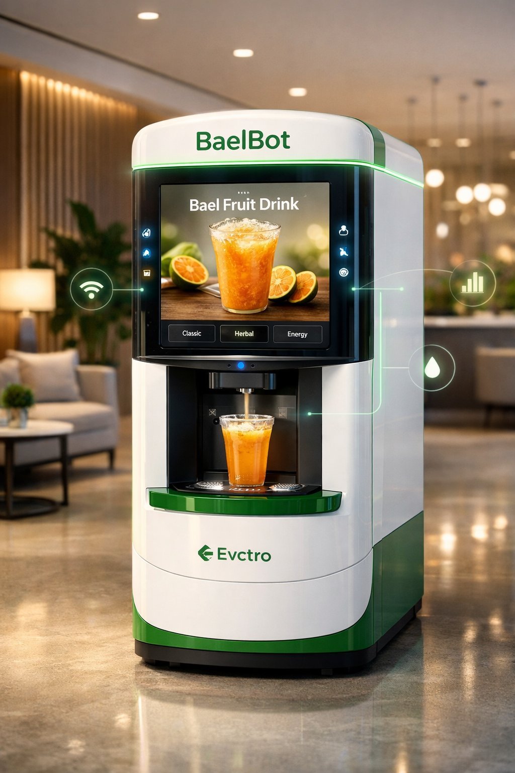 BaelBot AI-Vending Machine in premium lobby